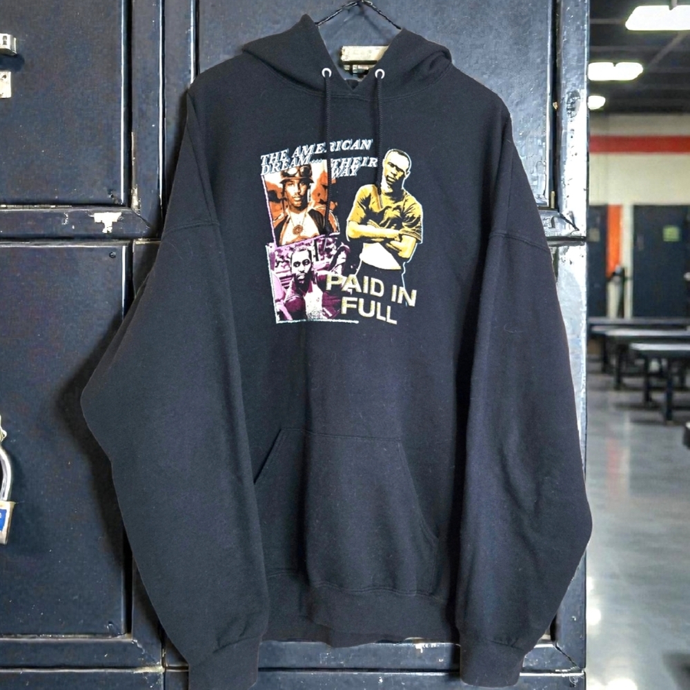 Paid In Full Black Graphic Hoodie  African American Movie Tribute Sz 2XL